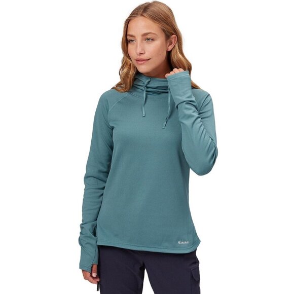 SIMMS Women's Heavyweight Baselayer Hooded Size LG Avalon Teal comfortable - Picture 10 of 11